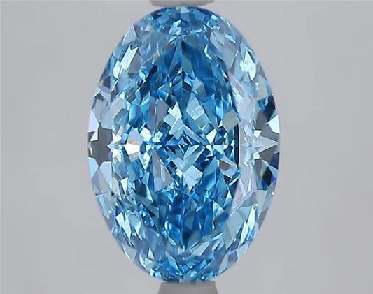 2.56ct Oval Lab Grown Diamond (Colour Fancy Vivid Blue, Clarity VVS2, IGI Certified)