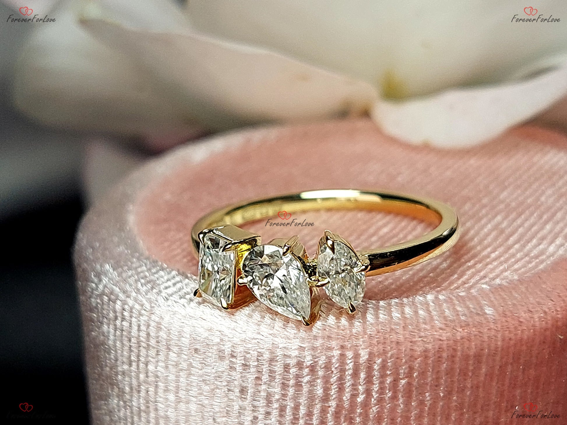 Oval Diamond, Moissanite Three Stone Engagement Ring