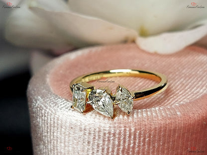 Oval Diamond, Moissanite Three Stone Engagement Ring