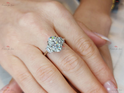 4.6 Ct Oval Moissanite Three Stone Engagement Ring
