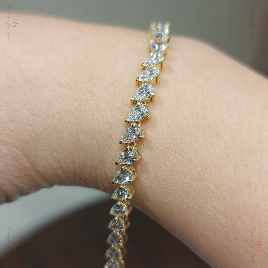 Bracelet de tennis en or massif 14 carats avec diamants cultivés en laboratoire – taille ronde de 1,5 mm