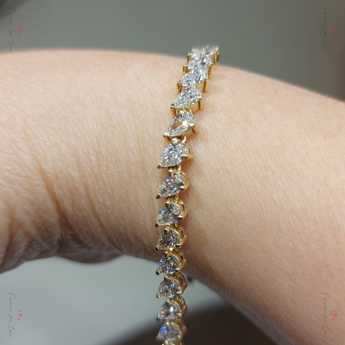 Bracelet de tennis en or massif 14 carats avec diamants cultivés en laboratoire – taille ronde de 1,5 mm