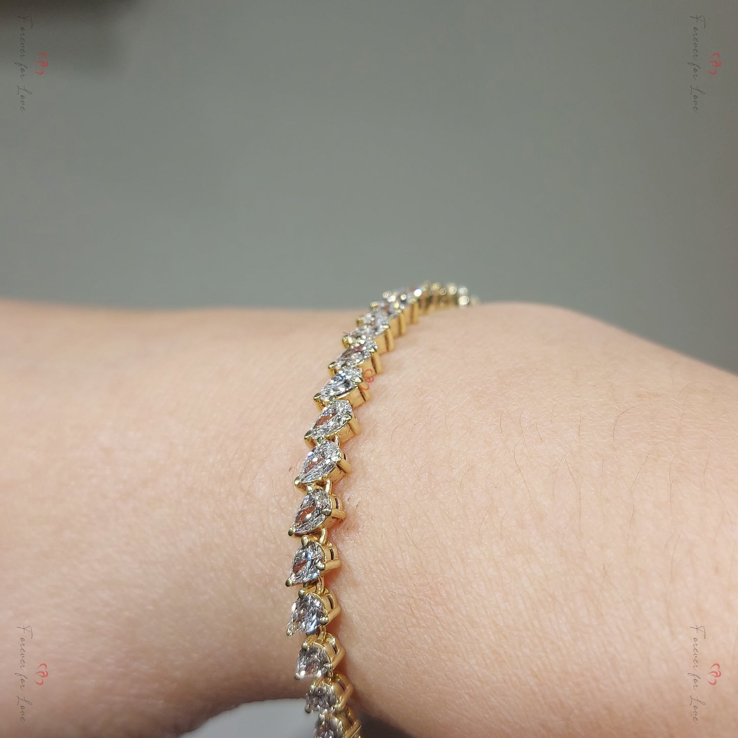 Bracelet de tennis en or massif 14 carats avec diamants cultivés en laboratoire – taille ronde de 1,5 mm