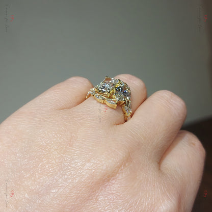 2ct Radiant & 1ct Marquise Diamond Vintage Fancy Ring | Toi Moi Two Stone Ring