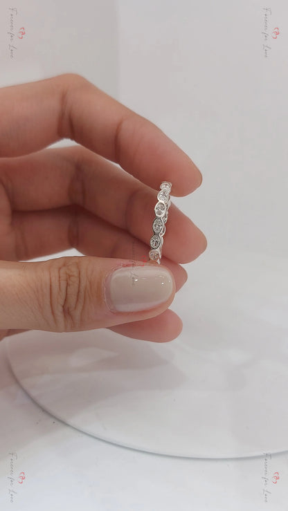 Elegant East-West Oval Diamond Band in Silver
