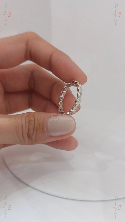 Elegant East-West Oval Diamond Band in Silver