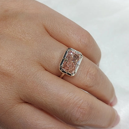 Rare Pink Cushion Cut Lab Grown Diamond Engagement Ring IGI Certified Forever For Love