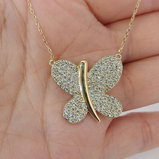 Golden Monarch Butterfly Pendant Necklace Forever For Love
