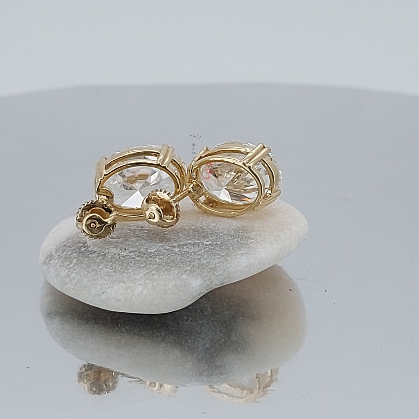 4 Carat Oval Cut Lab Grown Diamond Stud Earrings: 14K Yellow Gold Forever For Love