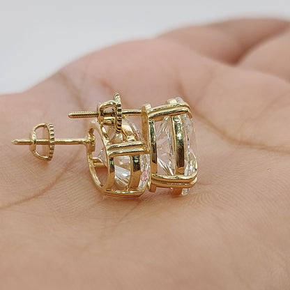 4 Carat Oval Cut Lab Grown Diamond Stud Earrings: 14K Yellow Gold Forever For Love