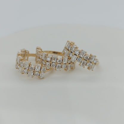 Baguette Cut Lab Grown Diamond in solid gold/platinum Band half  Eternity Band Forever For Love