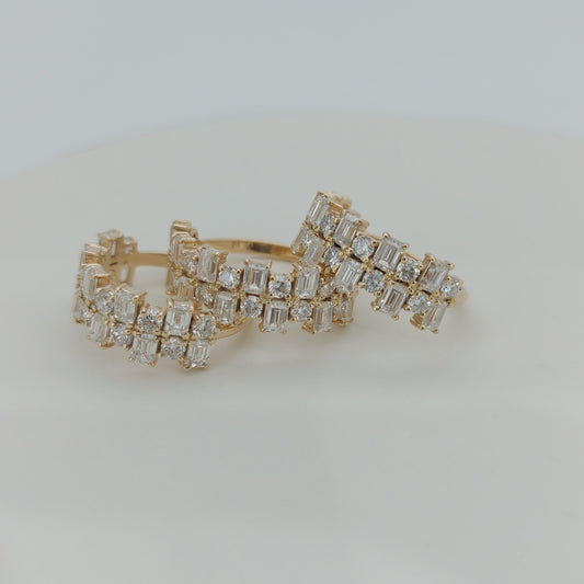 Baguette Cut Lab Grown Diamond in solid gold/platinum Band half  Eternity Band Forever For Love