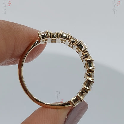 Baguette Cut Lab Grown Diamond in solid gold/platinum Band half  Eternity Band Forever For Love