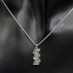 Baguette & Round Diamond Necklace Pendant, 18K white Gold Necklace, Art Deco Asymmetrical  Pendant, Minimalist Elegant Necklace Gift for Her Forever For Love