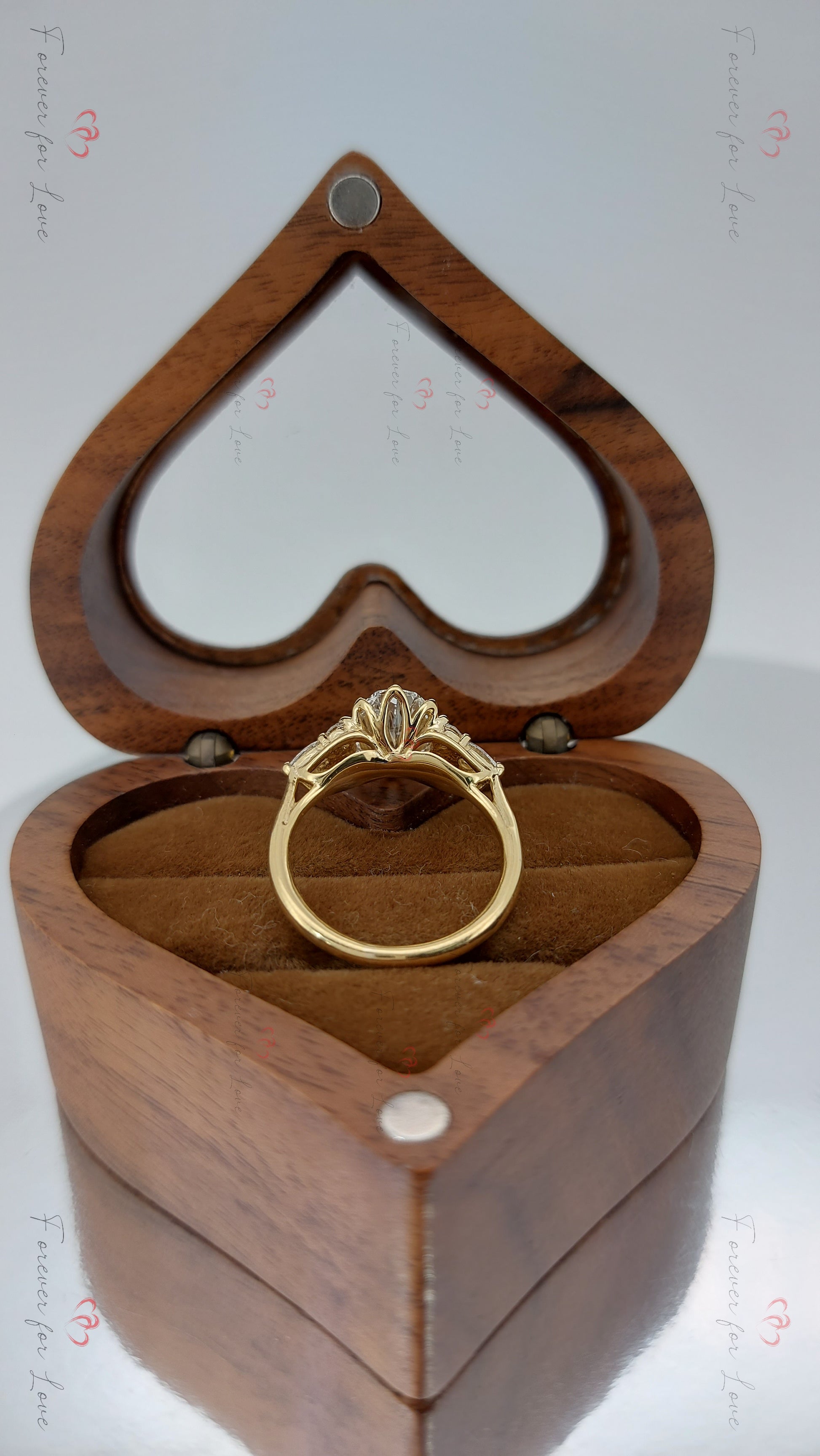 1.5 Carats  Oval Diamond engagement ring unique Cluster Yellow gold engagement ring Forever For Love