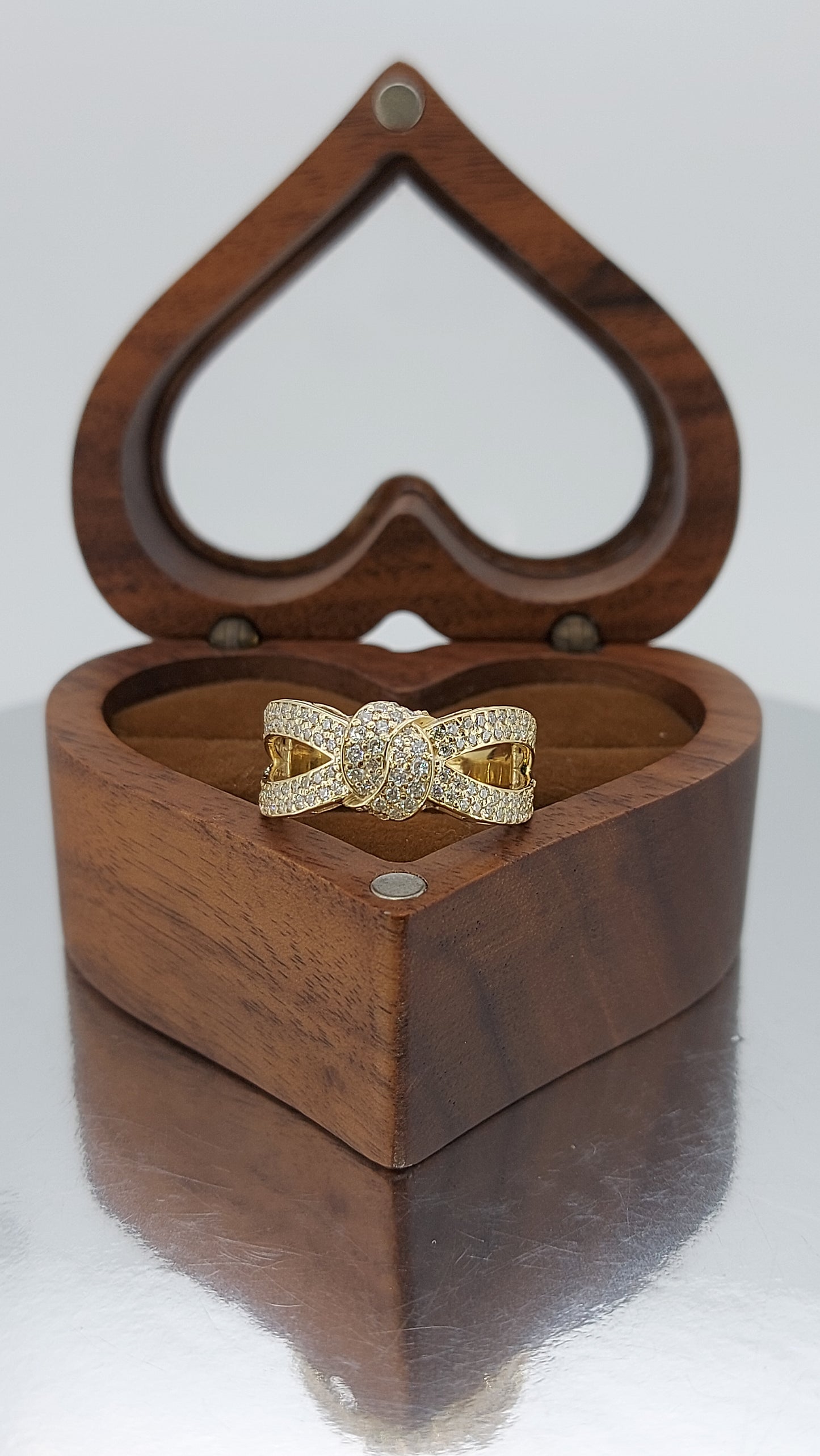 14k Solid Gold Double Knot Ring, Wedding Band Women, Moissanite Ring Dainty Forever For Love