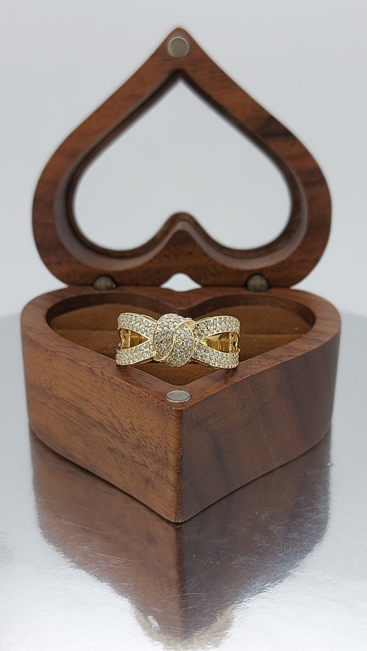 14k Solid Gold Double Knot Ring, Wedding Band Women, Moissanite Ring Dainty Forever For Love