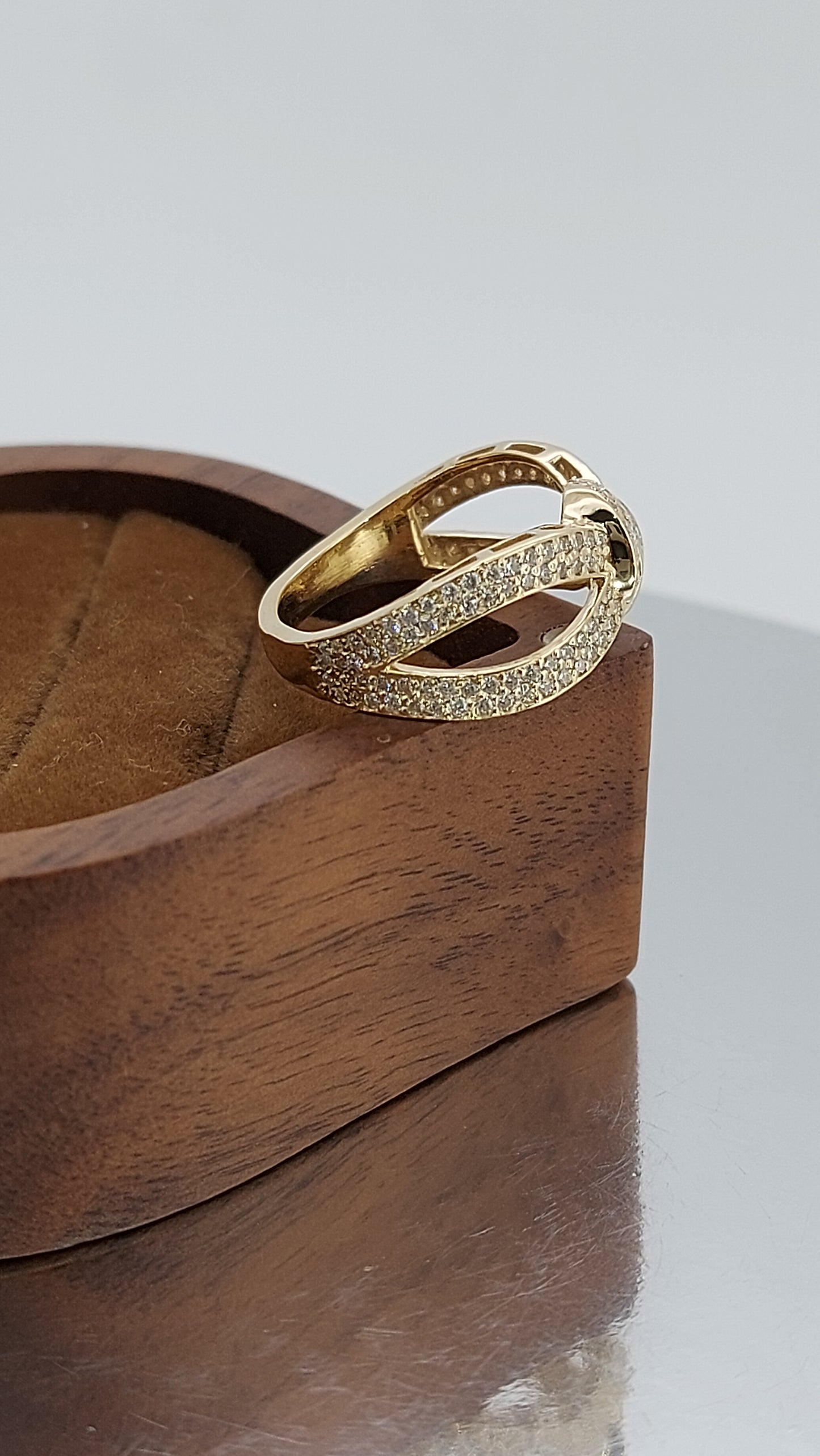 14k Solid Gold Double Knot Ring, Wedding Band Women, Moissanite Ring Dainty Forever For Love