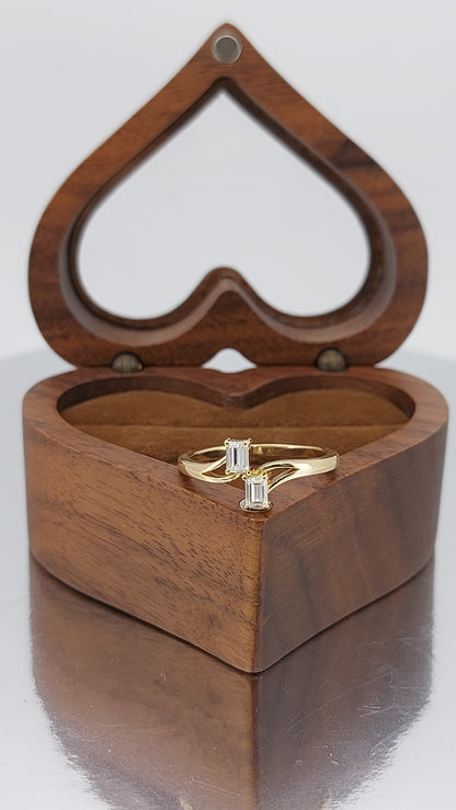 Unique 2 Stone Engagement Ring, Baguette cut Diamond Anniversary Ring Forever For Love