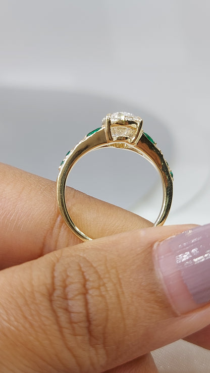 1.0 Carat E , IGI Certified Lab Grown Oval Cut Diamond Ring, Vintage Emerald Diamond Band Forever For Love