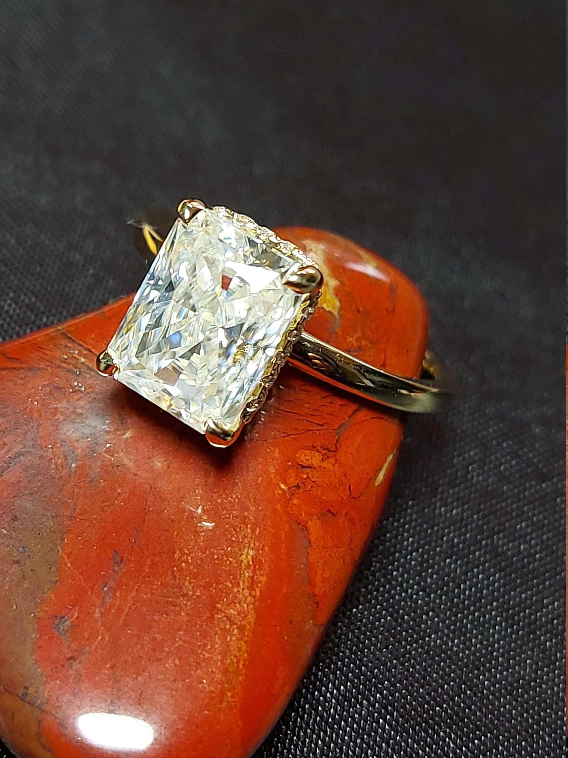 Radiant Moissanite Hidden Halo Engagement Ring