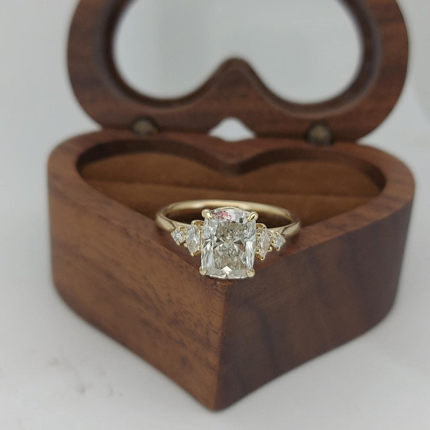 2 Ct IGI Certified Cushion Lab Diamond Three Stone Engagement Ring Cushion cut Moissanite engagement ring in Gold or Platinum — custom handcrafted by Forever For Love