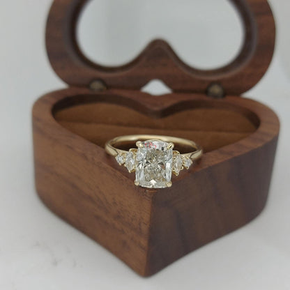2 Ct IGI Certified Cushion Lab Diamond Three Stone Engagement Ring