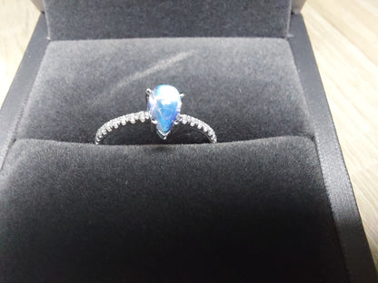 Pear Moissanite, Moonstone Engagement Ring