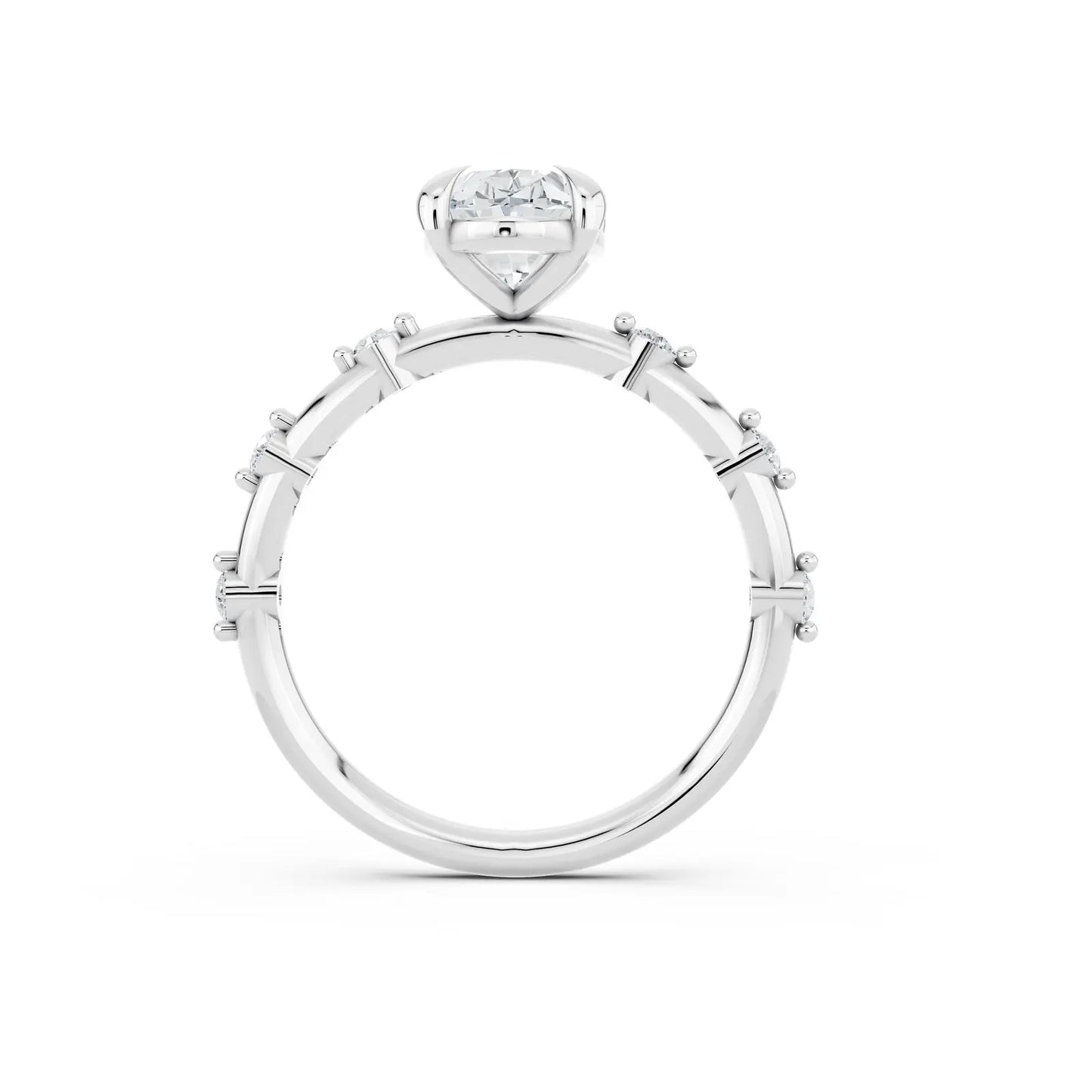 Oval Diamond Engagement Ring with Floating Pave Band Forever For Love