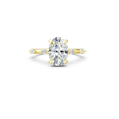 Oval Diamond Engagement Ring with Floating Pave Band Forever For Love