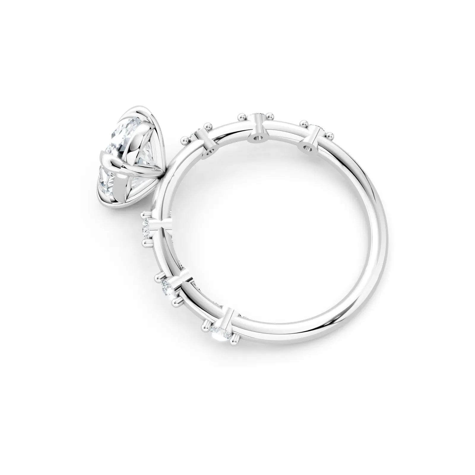 Oval Diamond Engagement Ring with Floating Pave Band Forever For Love