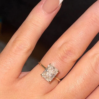 Radiant Moissanite Hidden Halo Engagement Ring