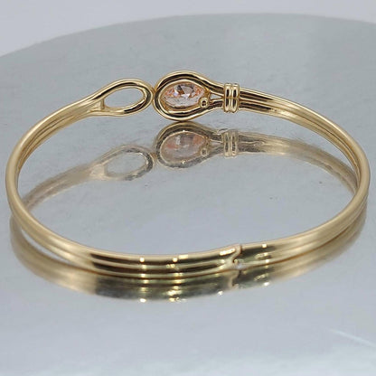 Solid Gold Bangle Bracelet for Women, Pink Oval Cut Diamond Bracelet Bangle, Diamond Bangle Bracelet, Gift For Her