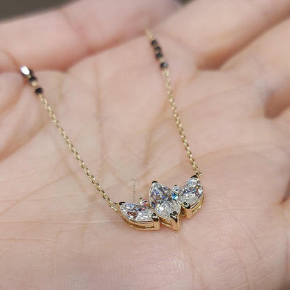 Mangalsutra Moissanite & Perles Noires, Collier Chaîne en Or, Bijoux Perles Faits Main, Collier de Mariage, Collier Diamant Véritable, cadeau pour elle.