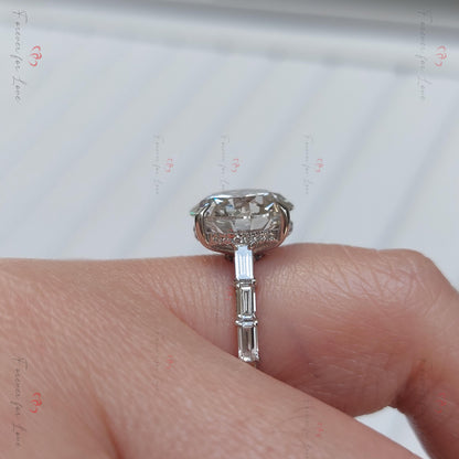 6 Ct Round Lab Diamond Solitaire Engagement Ring