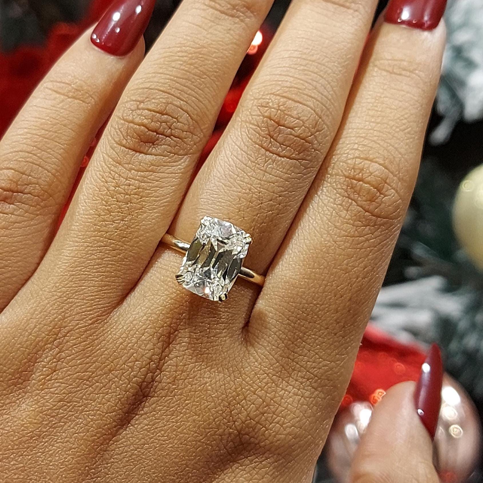 4 Ct IGI Certified Old Mine Lab Diamond Solitaire Engagement Ring