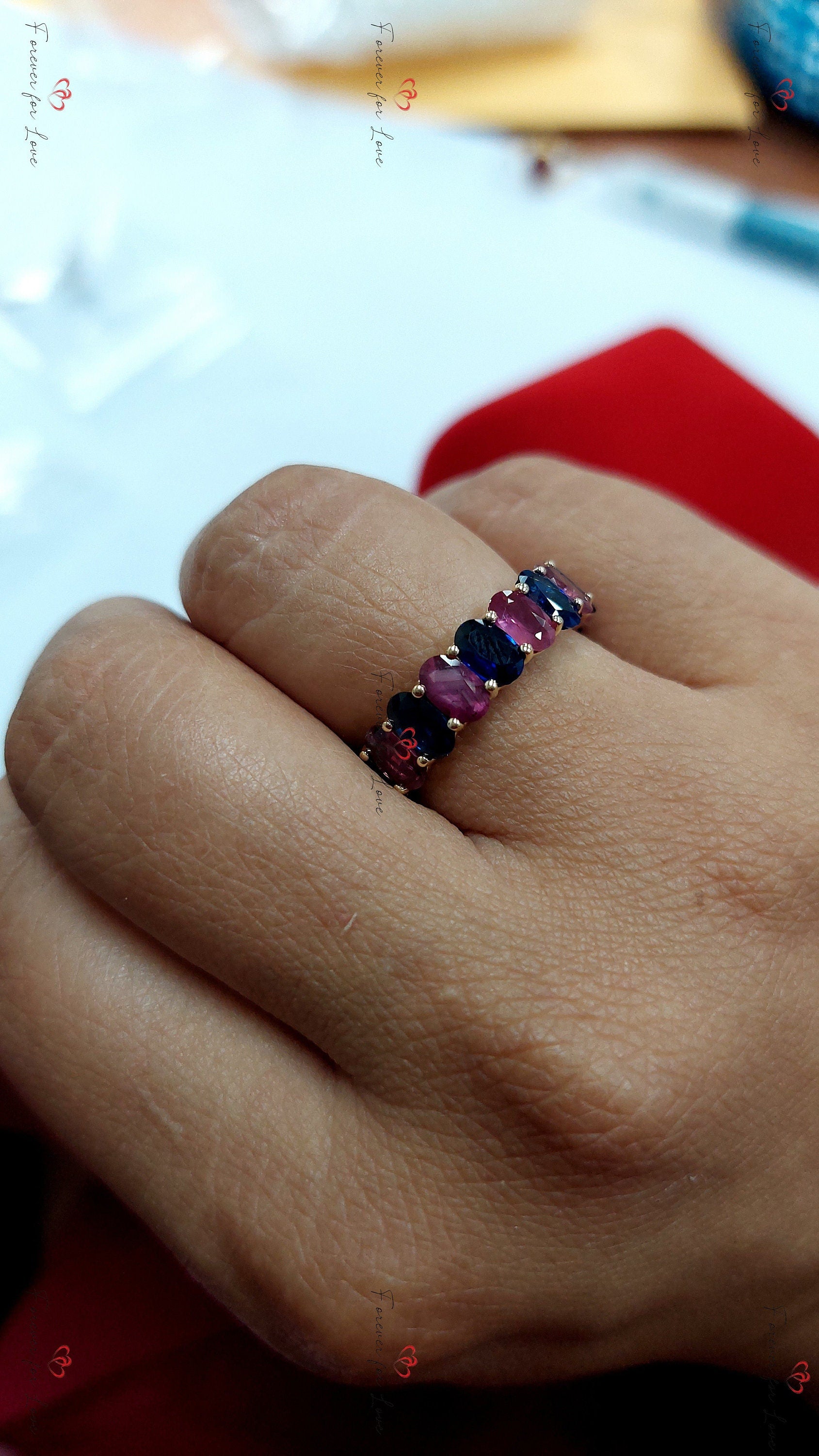Oval Sapphire, Ruby Engagement Ring