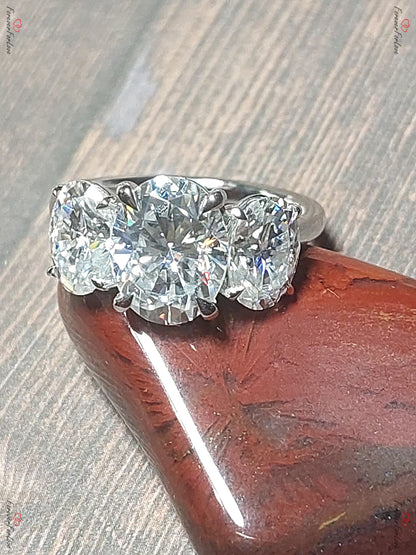 Vintage Oval Moissanite engagement ring unique Cluster Platinum engagement ring women Trilogy wedding Bridal art deco Wedding Anniversary