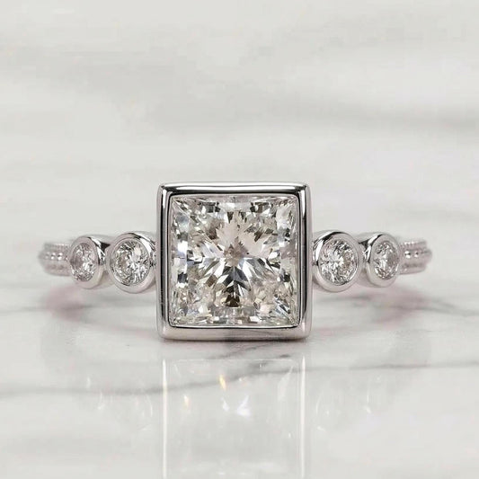 1.6 Ct Princess Lab Diamond Engagement Ring