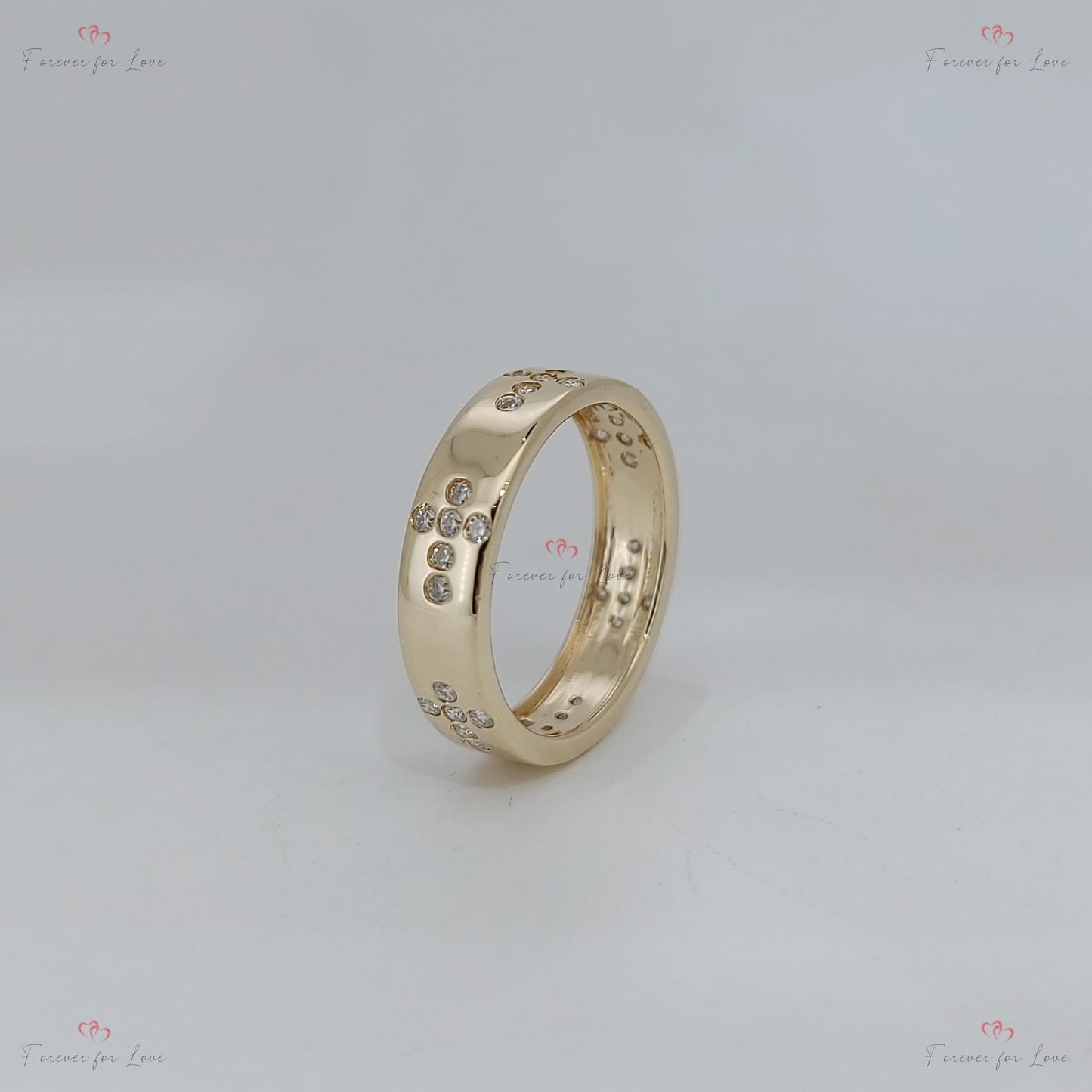 Round Diamond Full Eternity Band Round cut Moissanite Brilliant Cut engagement ring in 935 Argentium Silver — custom handcrafted by Forever For Love