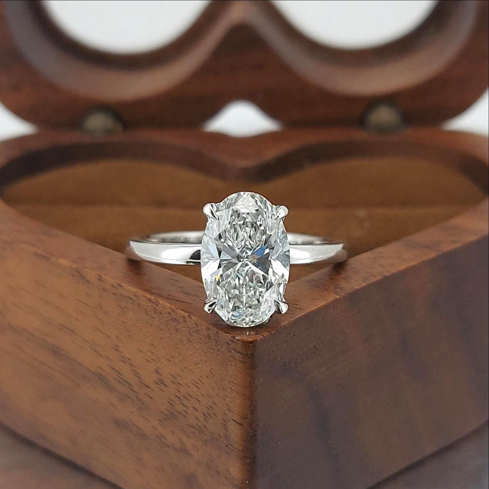 2 Ct IGI Certified Oval Lab Diamond Hidden Halo Engagement Ring