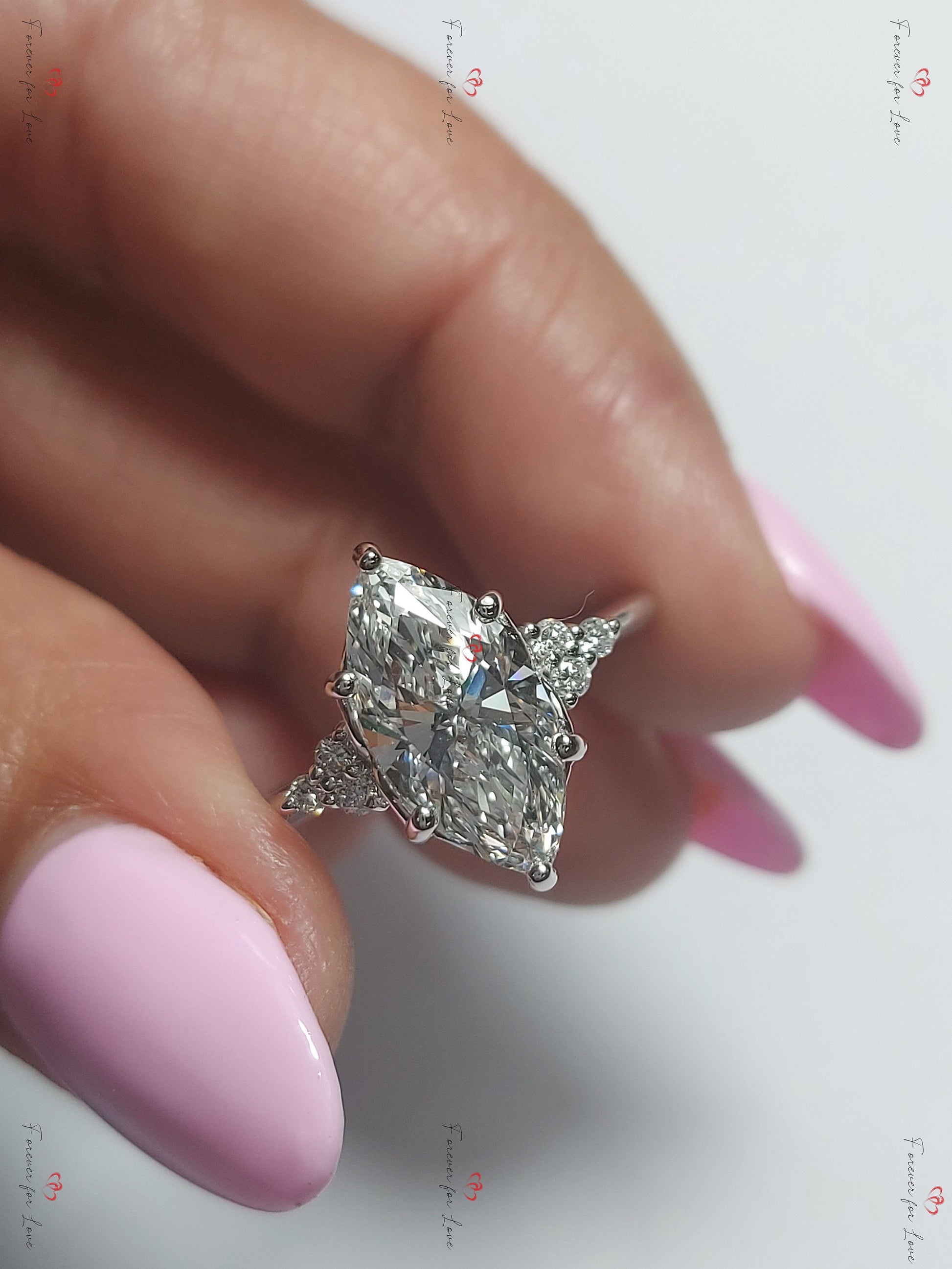 2 Ct IGI Certified Marquise Lab Diamond Engagement Ring