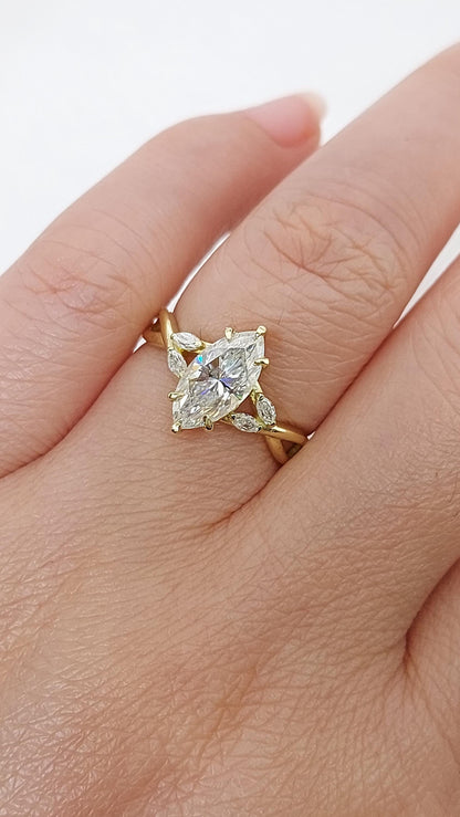1.0 Ct IGI Certified Marquise Lab Diamond Engagement Ring