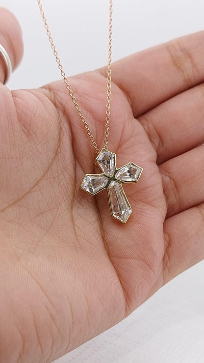 14k Massivgold Diamant Kreuz Halskette für Frauen, Diamant Kreuz Anhänger, Religiöser Schmuck, Christlicher Glaube Anhänger, Kreuz Geschenk für Frauen