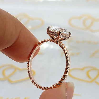 2.01 Ct IGI Certified Oval Lab Diamond Hidden Halo Engagement Ring