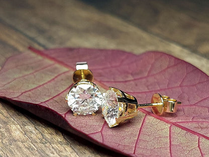 Ohrstecker aus massivem Gold Moissanit, Goldohrringe für den Alltag mit Schraubverschluss, brillant runder Schliff, Brautjungfern-Ohrringe, Geburtstagsgeschenke für sie