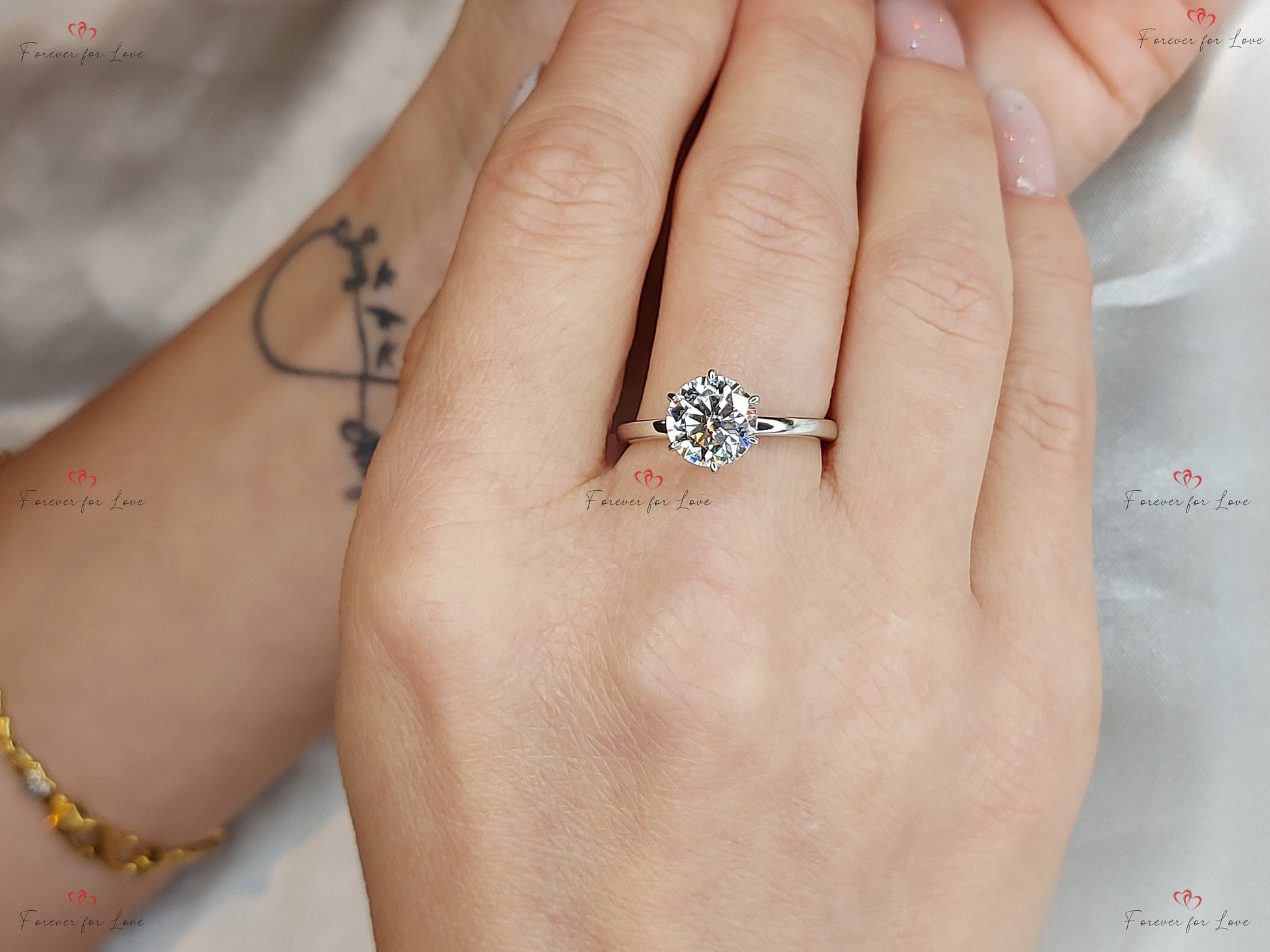 2 Ct Round Lab Diamond Solitaire Engagement Ring