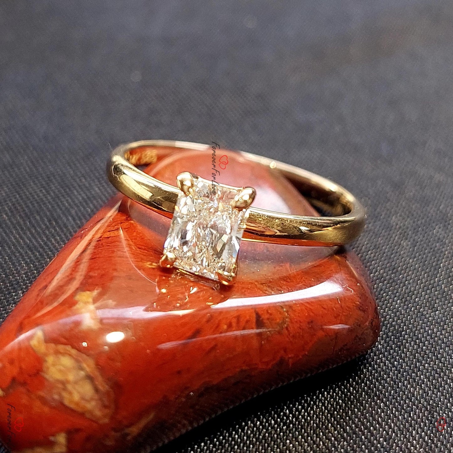 1.01 Ct IGI Certified Radiant Lab Diamond Solitaire Engagement Ring Radiant cut 1Ct Moissanite Brilliant Cut engagement ring in 935 Argentium Silver — custom handcrafted by Forever For Love