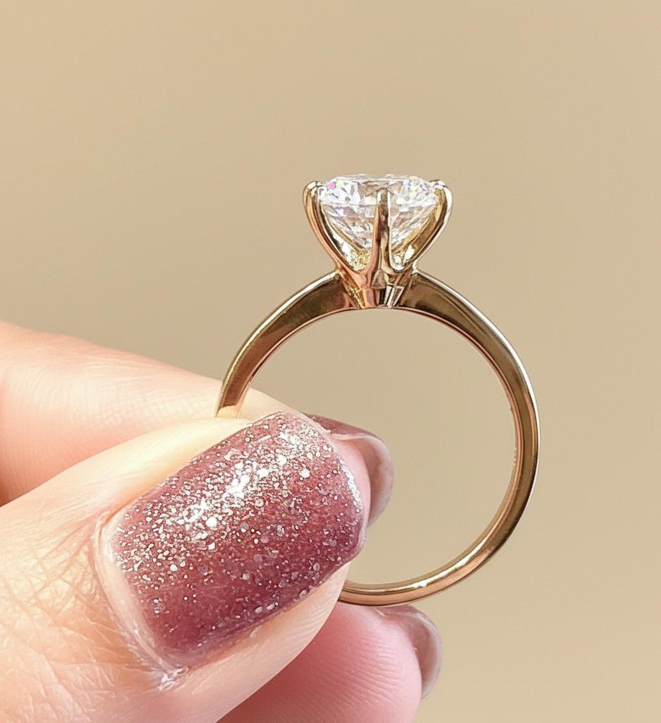 3 Ct Round Lab Diamond Solitaire Engagement Ring Round cut 1Ct Moissanite Brilliant Cut engagement ring in 935 Argentium Silver — custom handcrafted by Forever For Love