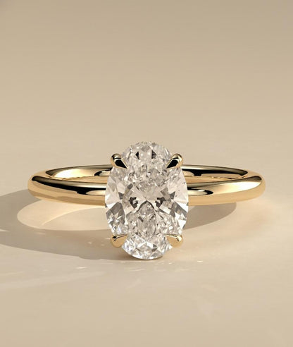 2.8 Ct Oval Moissanite Hidden Halo Engagement Ring